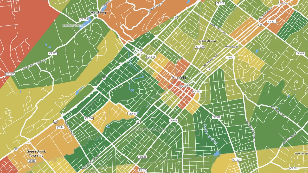 Washington Park Historic District, North Plainfield, NJ Map of Drug-Related Crime Rates