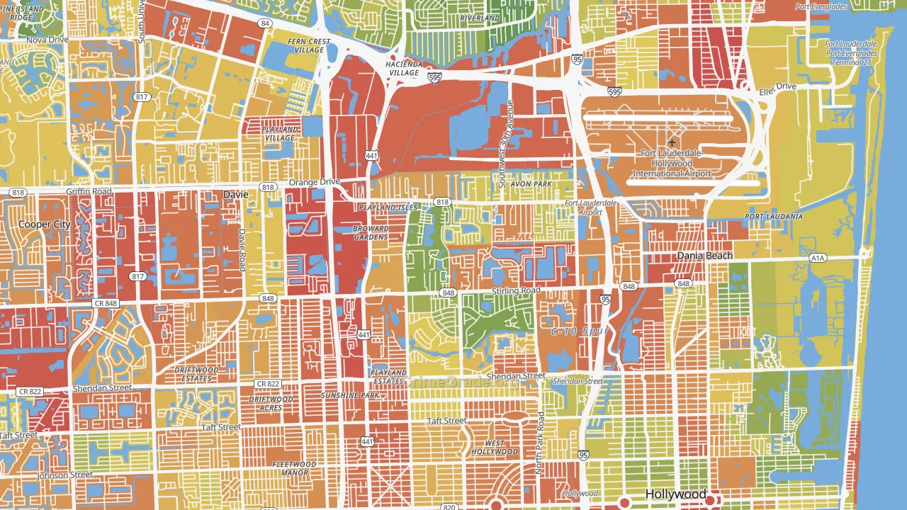 Washington Park, Hollywood, FL Map of Drug-Related Crime Rates