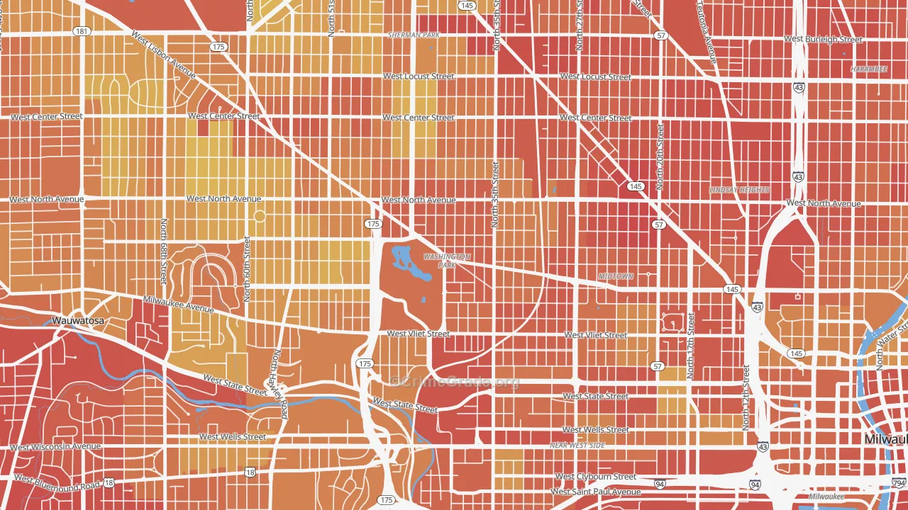 Washington Park, Milwaukee, WI Map of Drug-Related Crime Rates