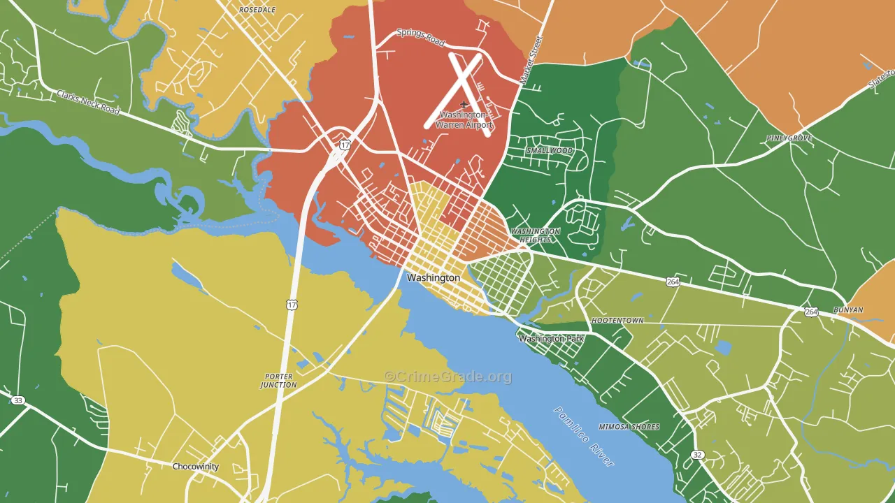 Washington Park, NC Map of Drug-Related Crime Rates