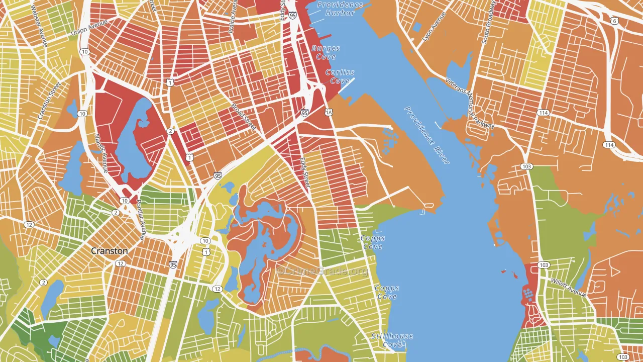 Washington Park, Providence, RI Map of Drug-Related Crime Rates