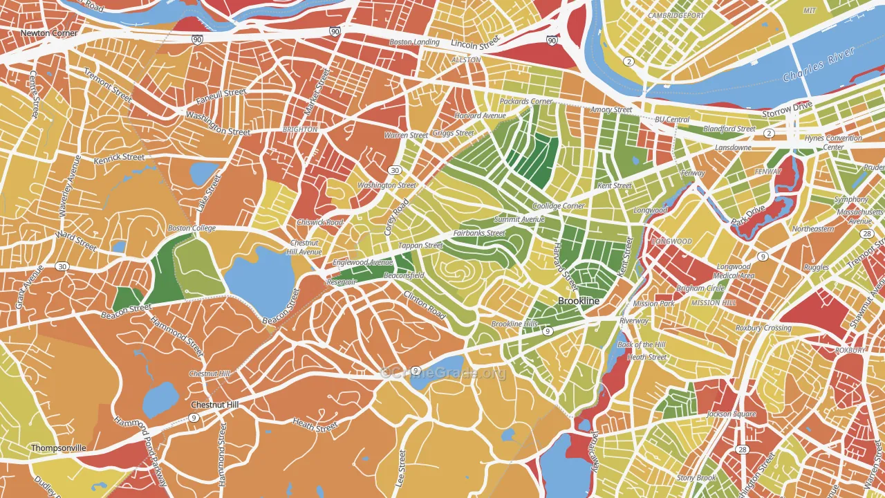 Washington Square, Brookline, MA Map of Drug-Related Crime Rates