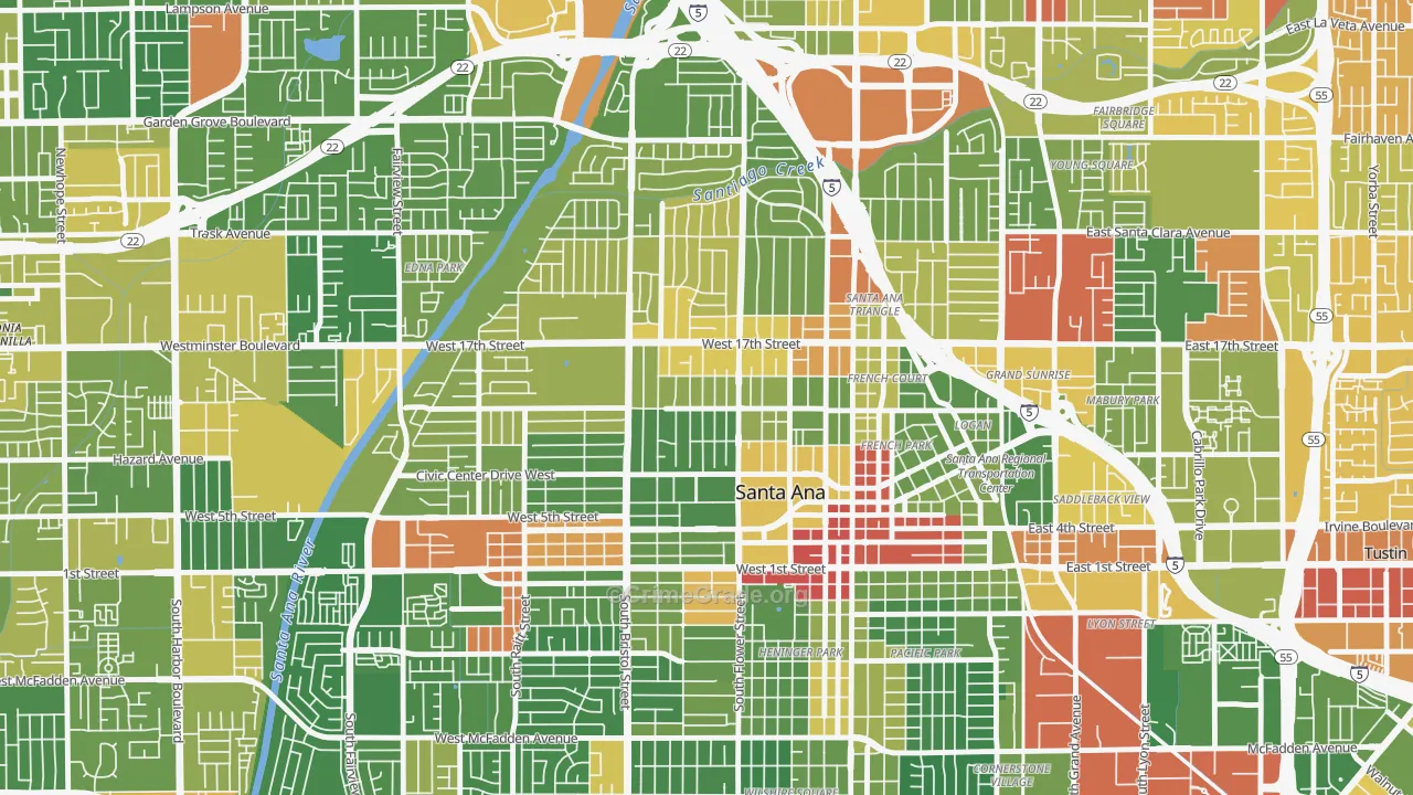 Washington Square, Santa Ana, CA Map of Drug-Related Crime Rates