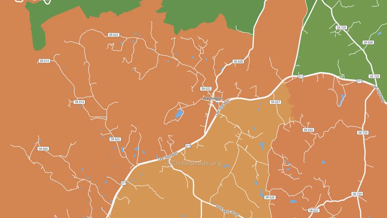 Washington, VA Map of Drug-Related Crime Rates