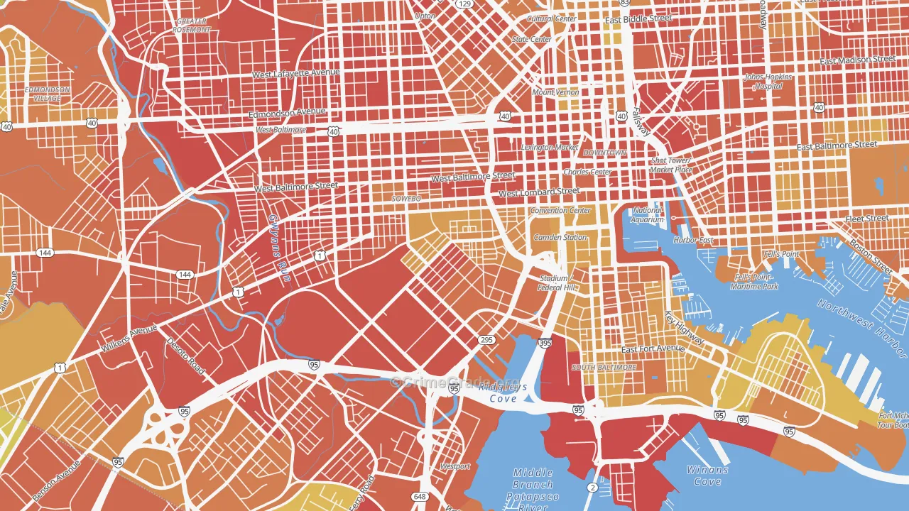 Washington Village, Baltimore, MD Map of Drug-Related Crime Rates