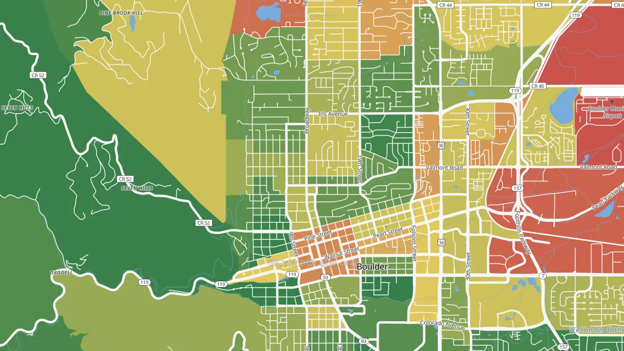 Washington Village, Boulder, CO Map of Drug-Related Crime Rates