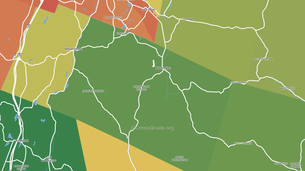 Washington, VT Map of Drug-Related Crime Rates