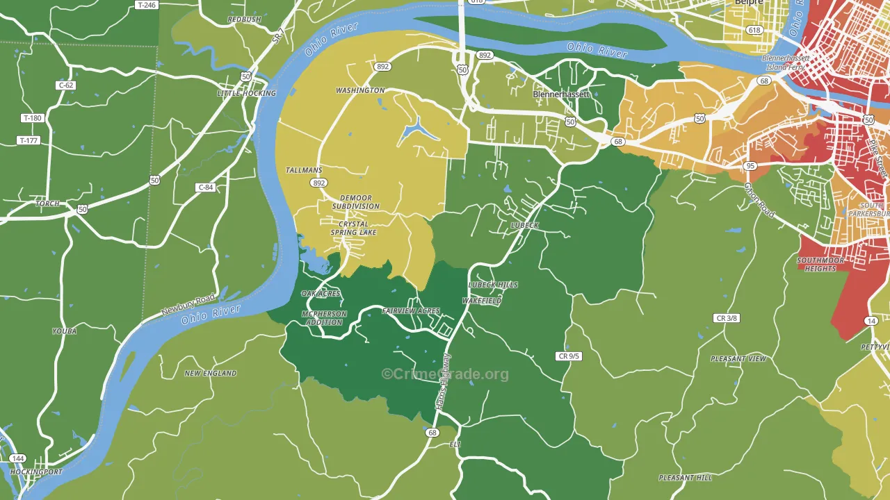 Washington, WV Map of Drug-Related Crime Rates