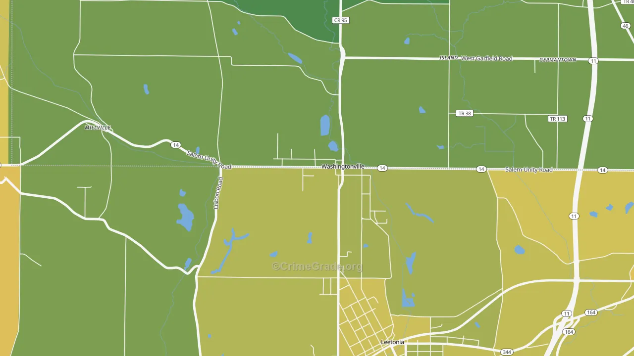 Washingtonville, OH Map of Drug-Related Crime Rates