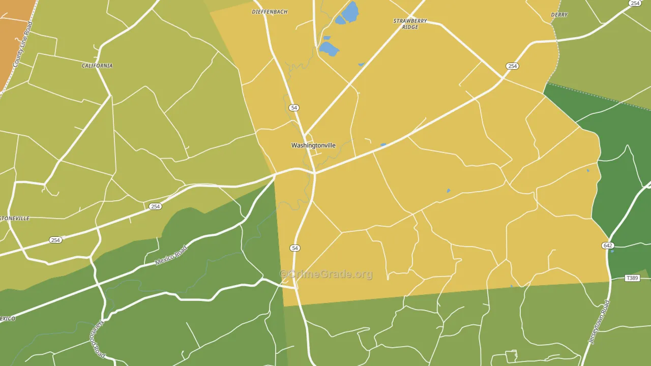 Washingtonville, PA Map of Drug-Related Crime Rates
