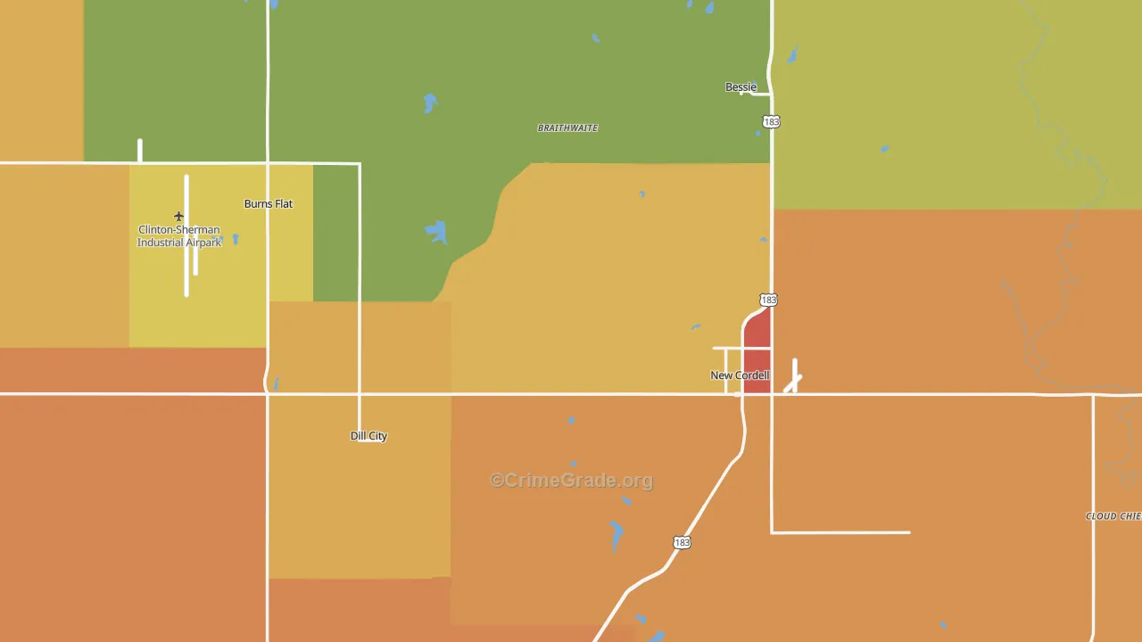 Washita County, OK Map of Drug-Related Crime Rates