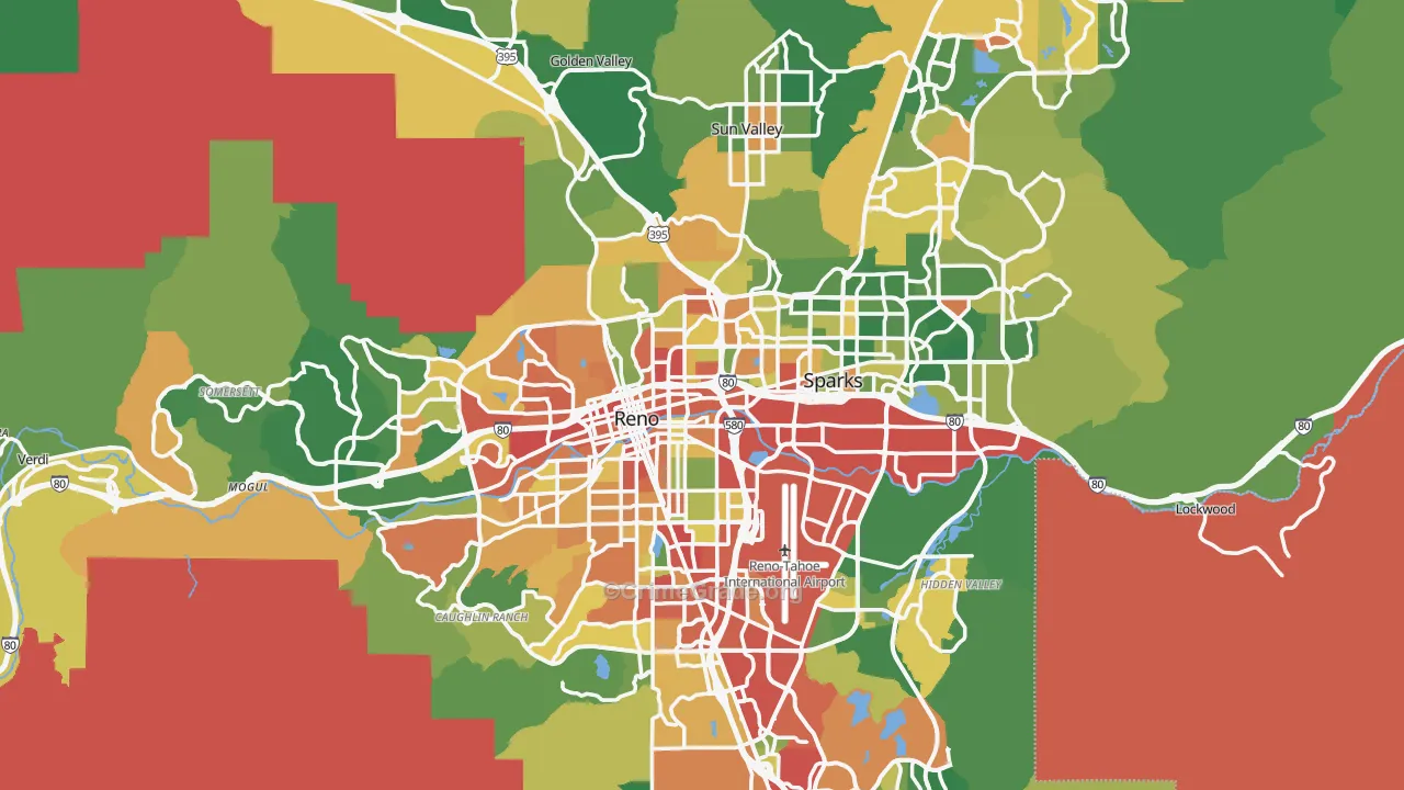 Washoe County, NV Map of Drug-Related Crime Rates
