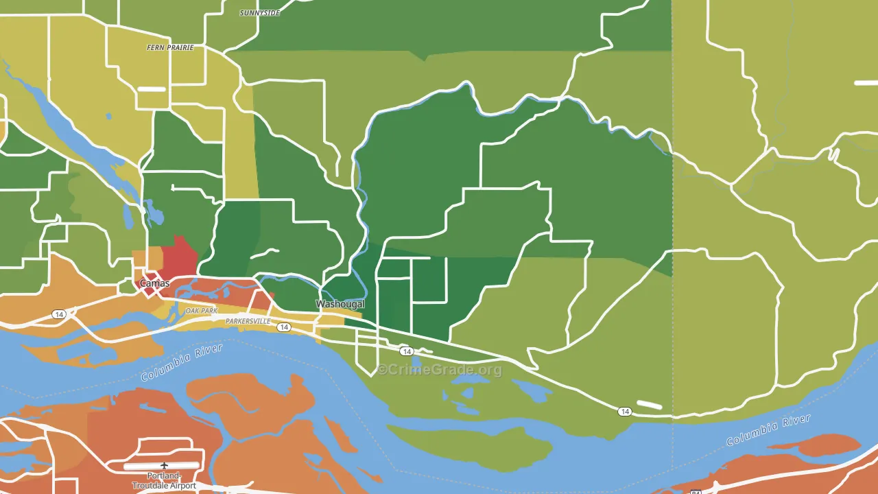 Washougal, WA Map of Drug-Related Crime Rates