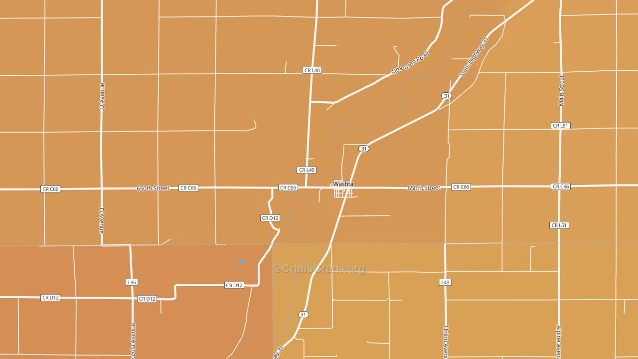 Washta, IA Map of Drug-Related Crime Rates