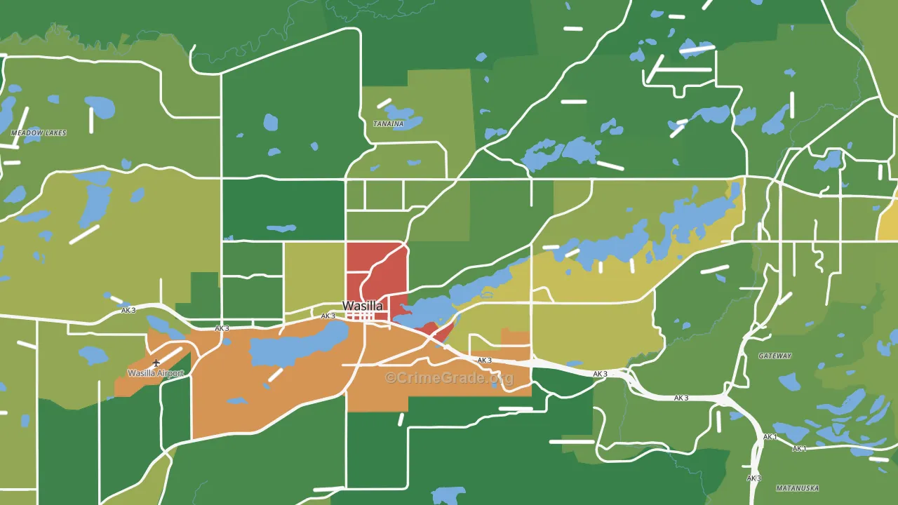 Wasilla, AK Map of Drug-Related Crime Rates