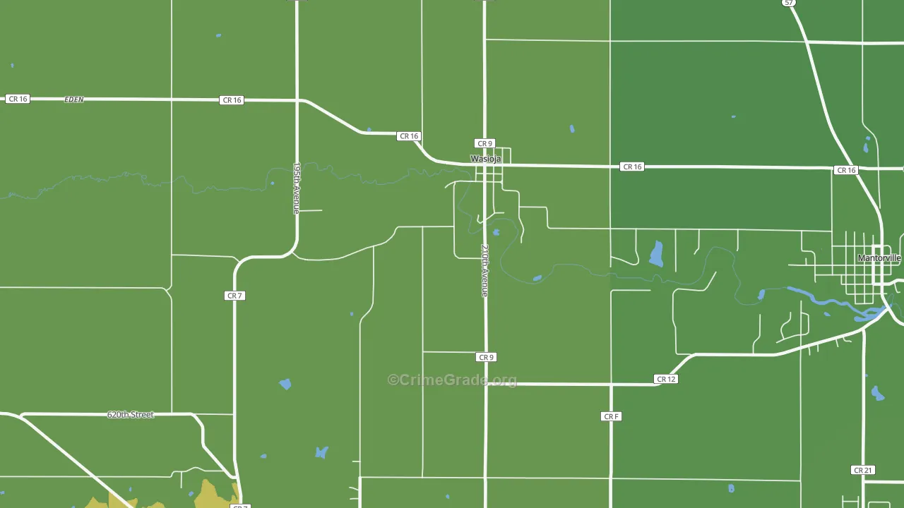 Wasioja, MN Map of Drug-Related Crime Rates