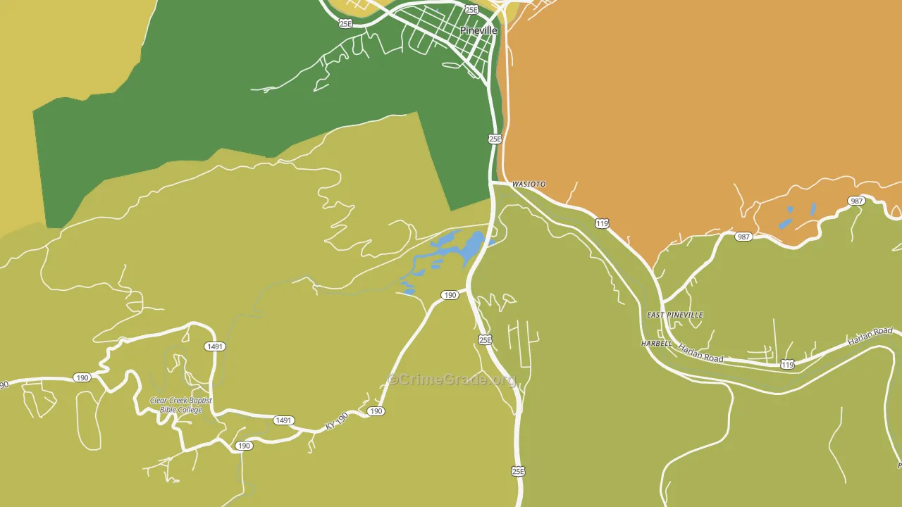Wasioto, KY Map of Drug-Related Crime Rates