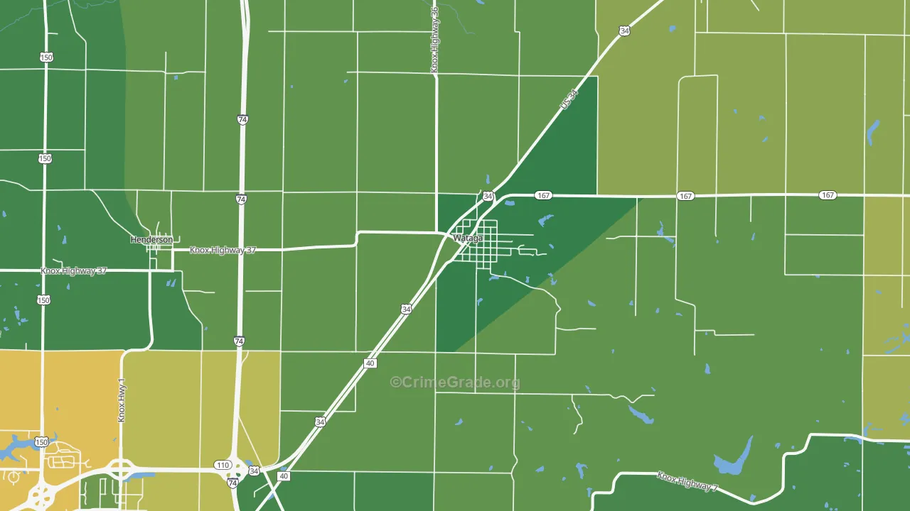 Wataga, IL Map of Drug-Related Crime Rates