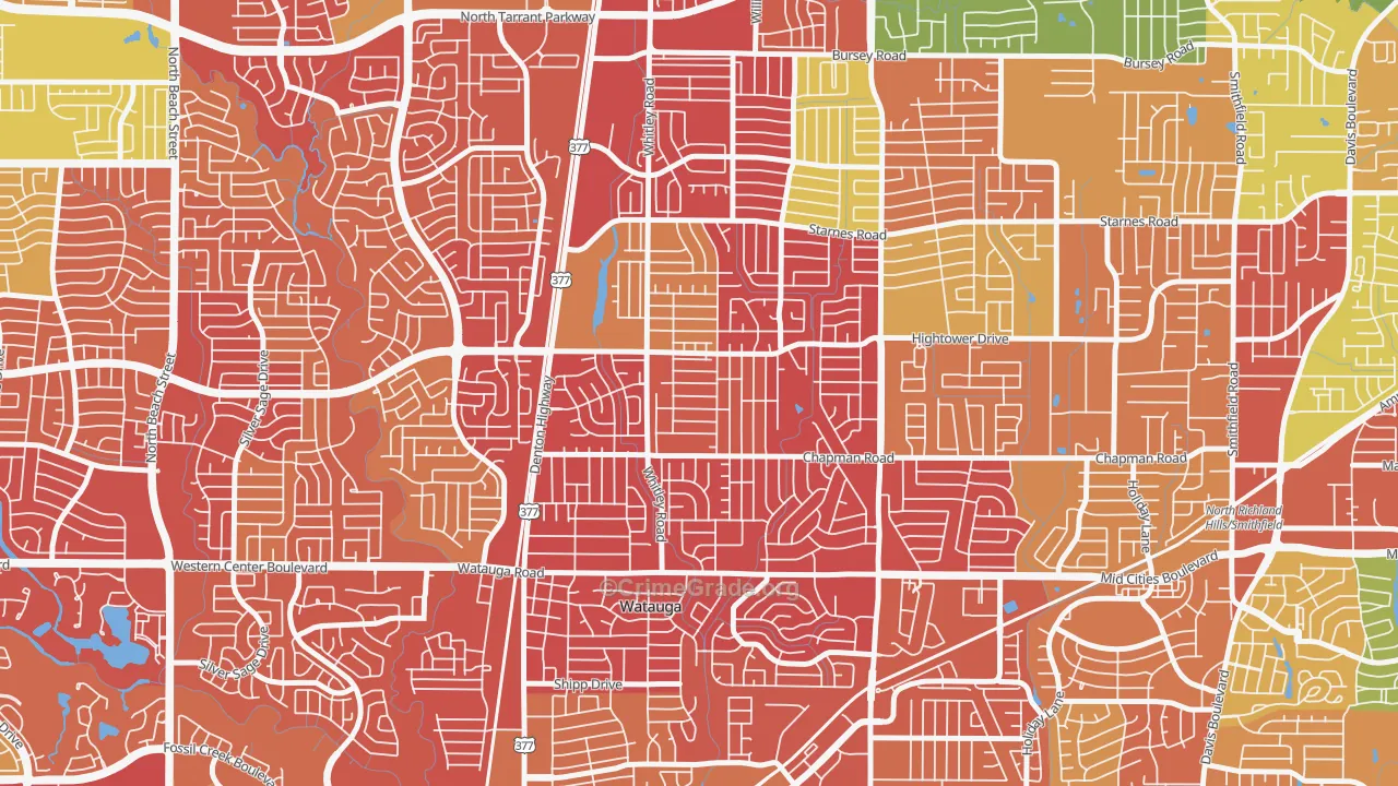 Watauga, TX Map of Drug-Related Crime Rates