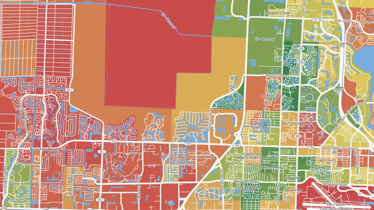 Water Catchment Area, West Palm Beach, FL Map of Drug-Related Crime Rates