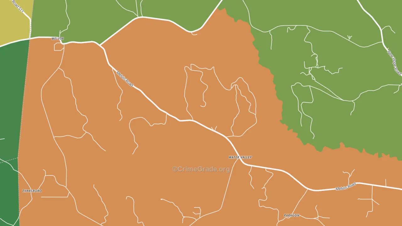 Water Valley, AL Map of Drug-Related Crime Rates