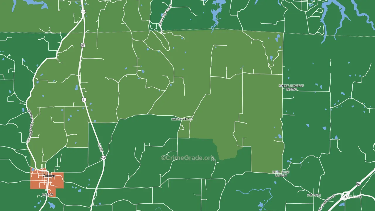 Water Valley, IL Map of Drug-Related Crime Rates