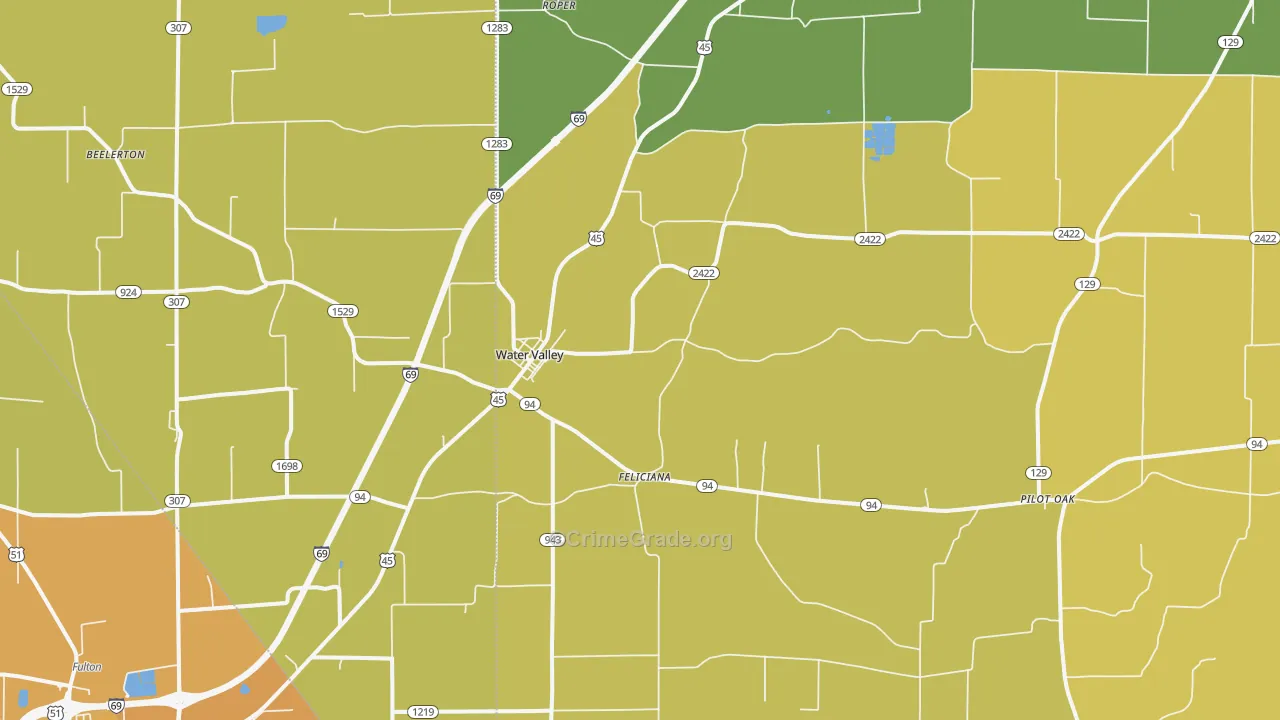 Water Valley, KY Map of Drug-Related Crime Rates