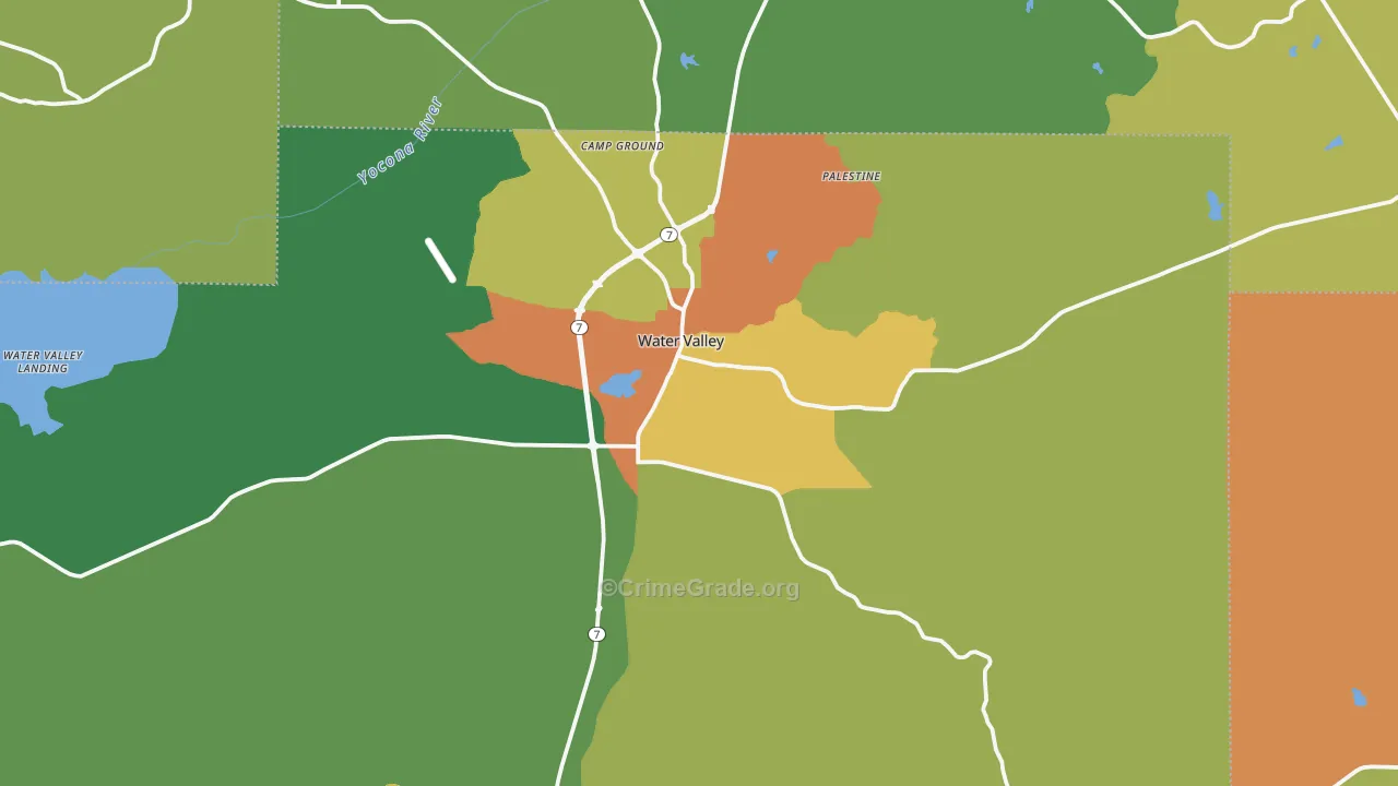Water Valley, MS Map of Drug-Related Crime Rates