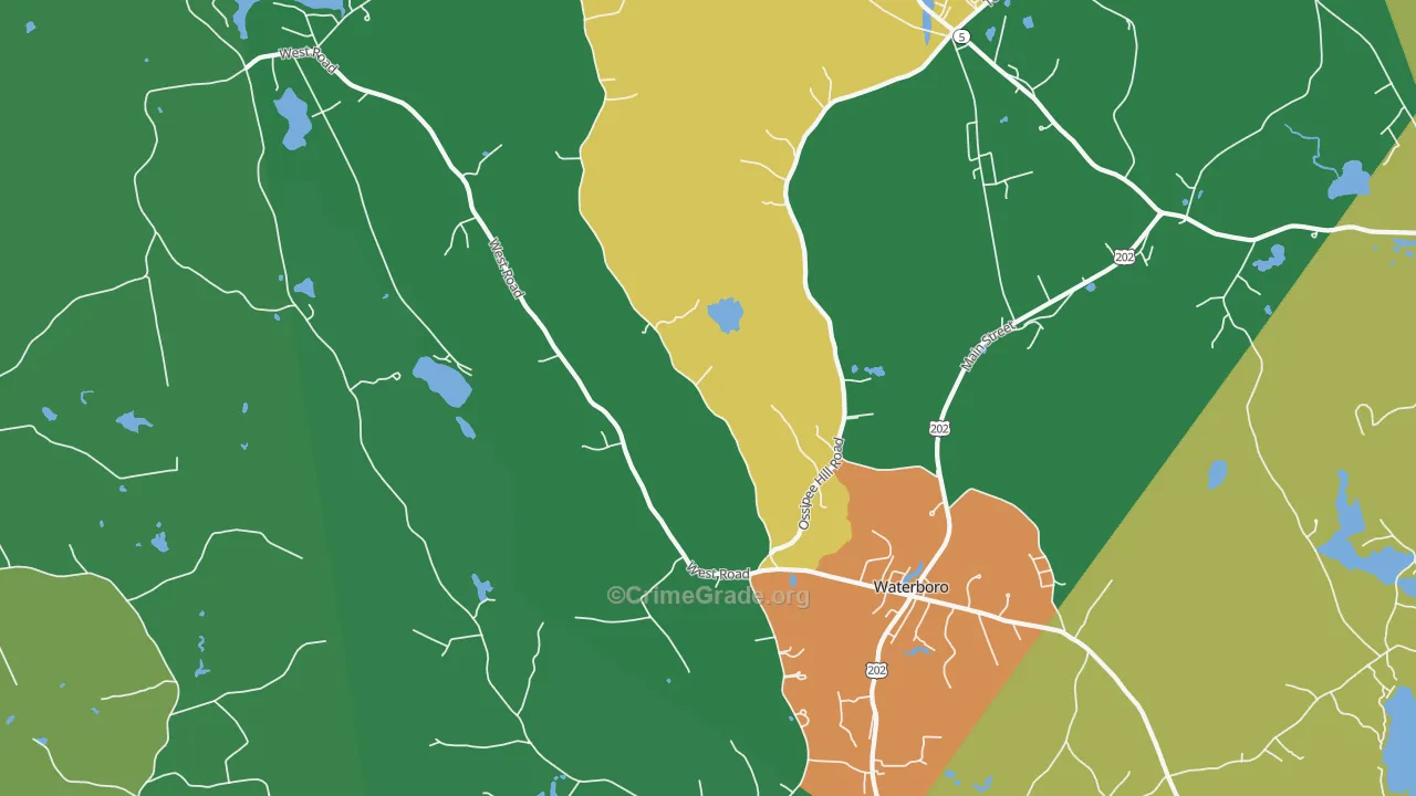 Waterboro, ME Map of Drug-Related Crime Rates