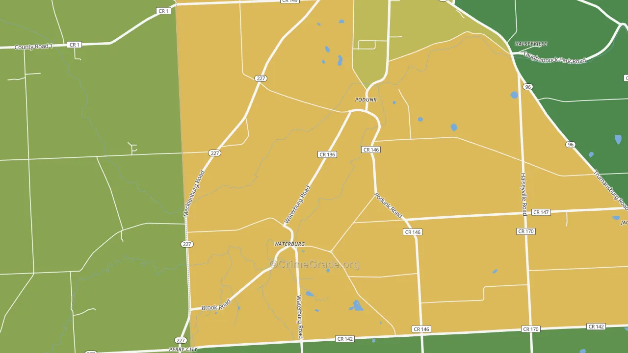 Waterburg, NY Map of Drug-Related Crime Rates