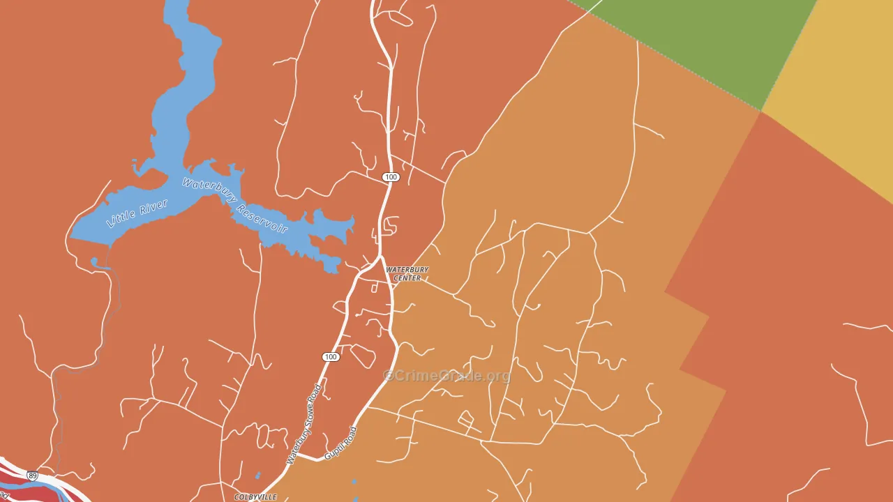 Waterbury Center, VT Map of Drug-Related Crime Rates