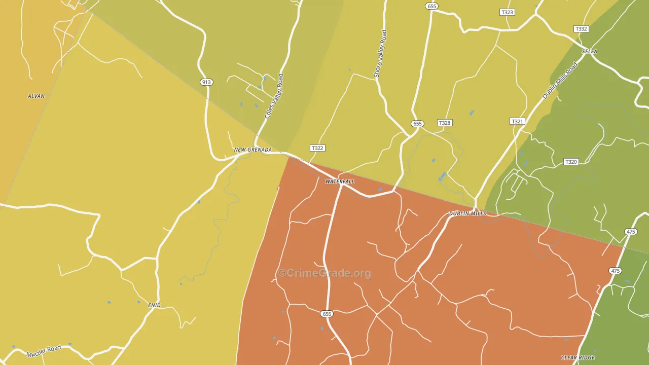 Waterfall, PA Map of Drug-Related Crime Rates