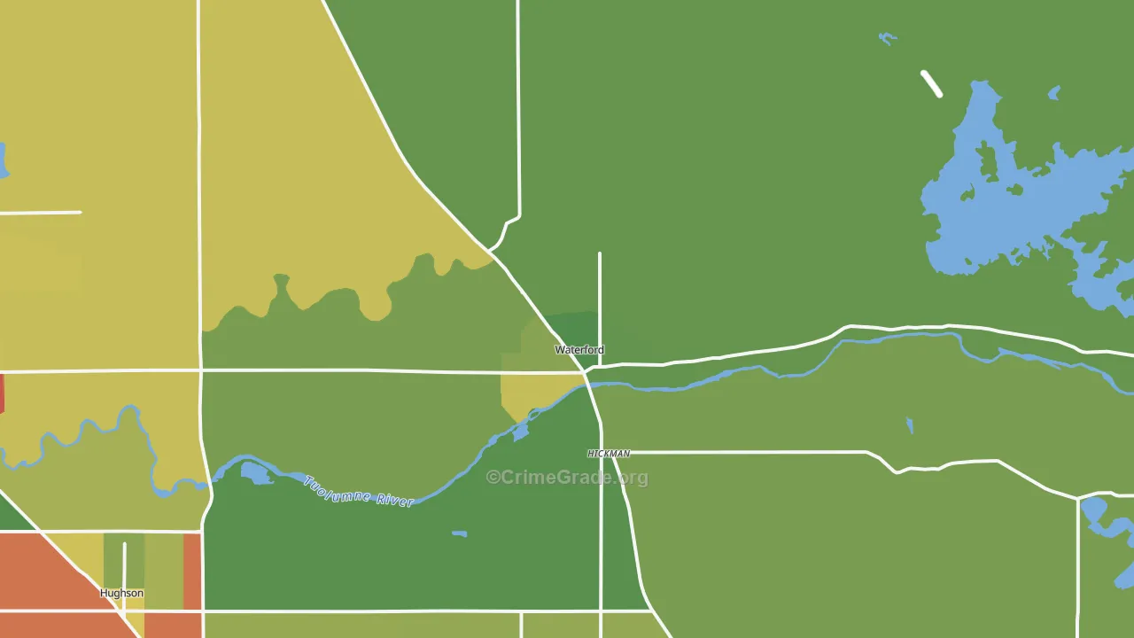 Waterford, CA Map of Drug-Related Crime Rates