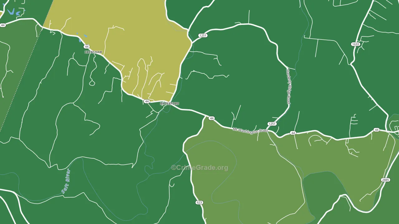 Waterford, KY Map of Drug-Related Crime Rates