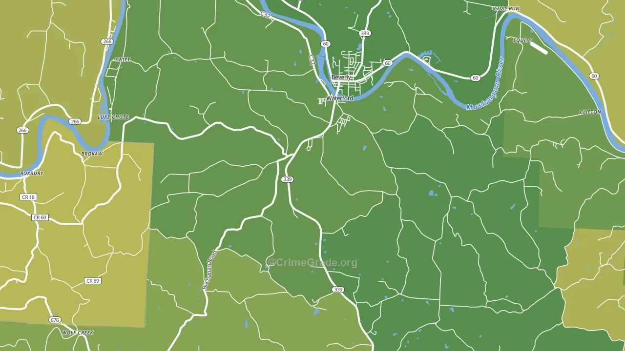 Waterford, OH Map of Drug-Related Crime Rates