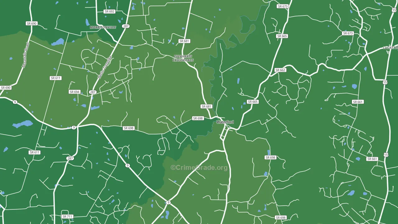 Waterford, VA Map of Drug-Related Crime Rates
