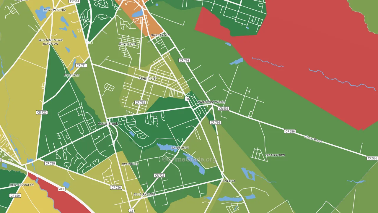 Waterford Works, NJ Map of Drug-Related Crime Rates