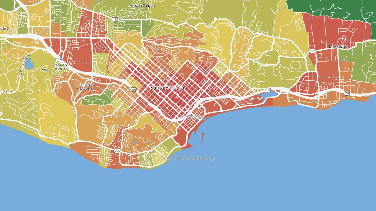 Waterfront, Santa Barbara, CA Map of Drug-Related Crime Rates