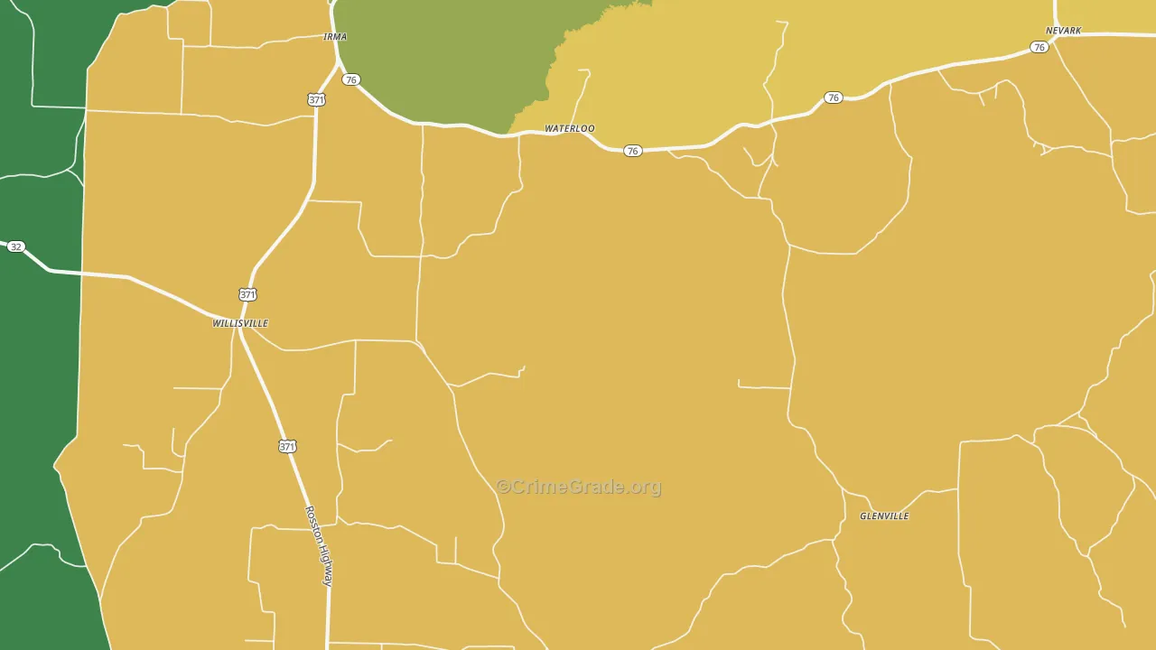 Waterloo, AR Map of Drug-Related Crime Rates