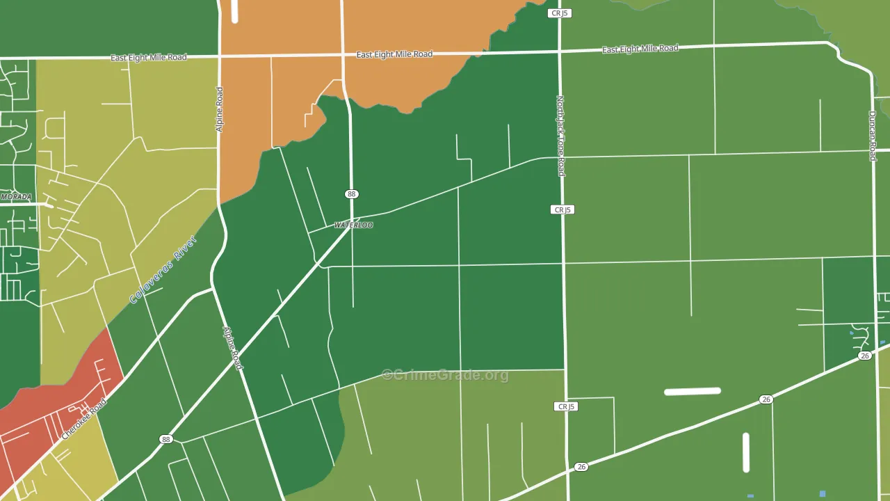 Waterloo, CA Map of Drug-Related Crime Rates