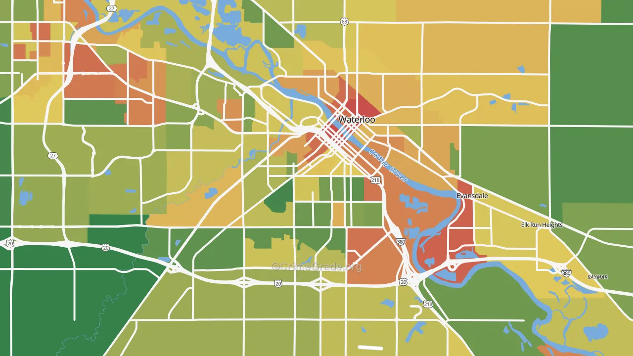 Waterloo, IA Map of Drug-Related Crime Rates