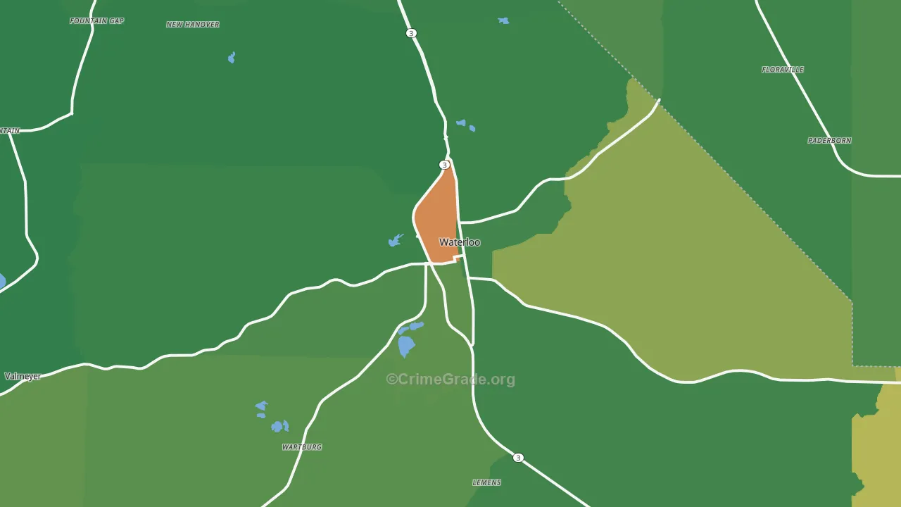 Waterloo, IL Map of Drug-Related Crime Rates