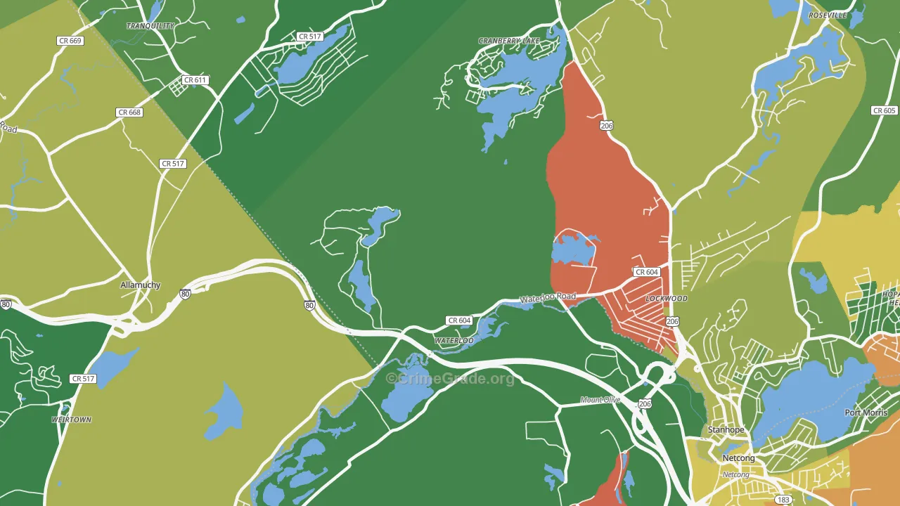 Waterloo, NJ Map of Drug-Related Crime Rates