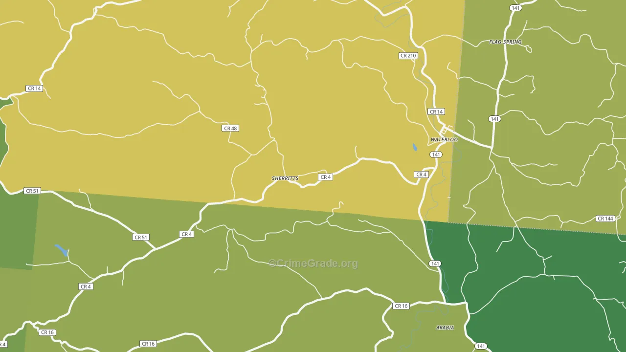 Waterloo, OH Map of Drug-Related Crime Rates