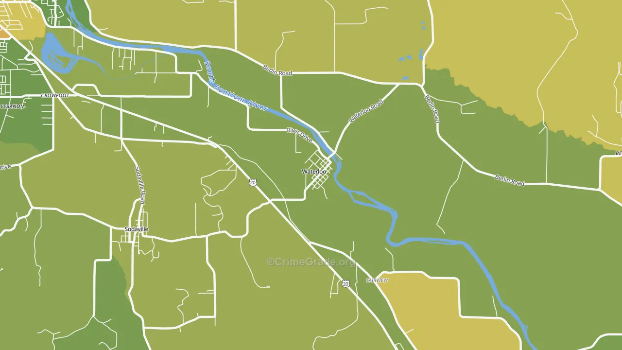 Waterloo, OR Map of Drug-Related Crime Rates