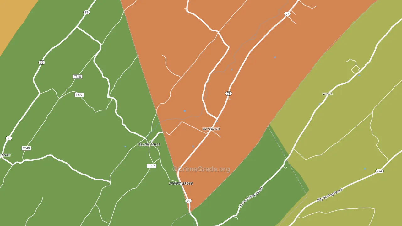 Waterloo, PA Map of Drug-Related Crime Rates