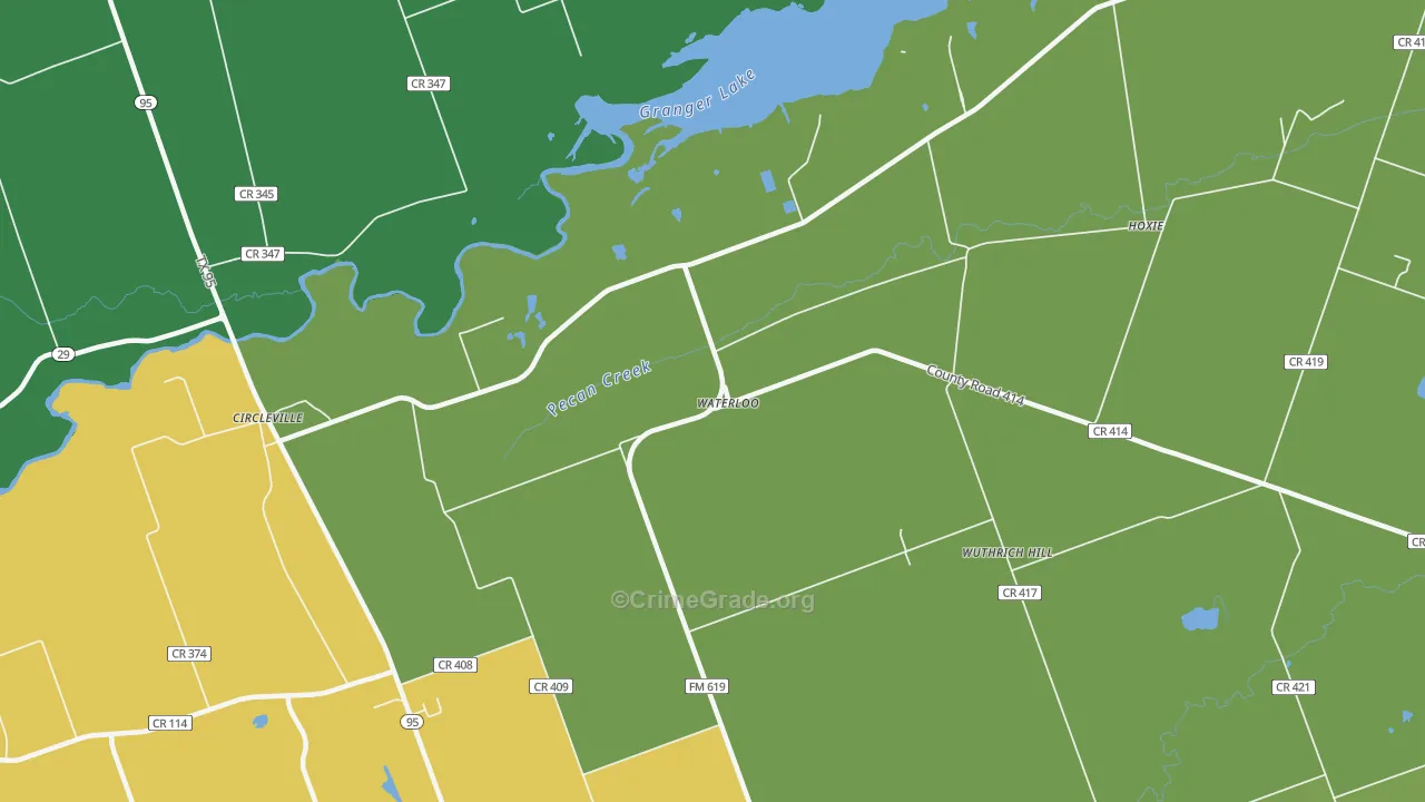 Waterloo, TX Map of Drug-Related Crime Rates
