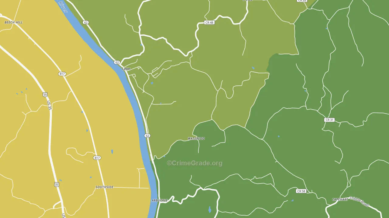 Waterloo, WV Map of Drug-Related Crime Rates