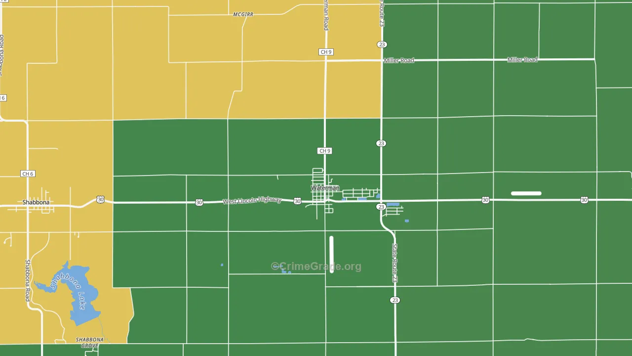Waterman, IL Map of Drug-Related Crime Rates