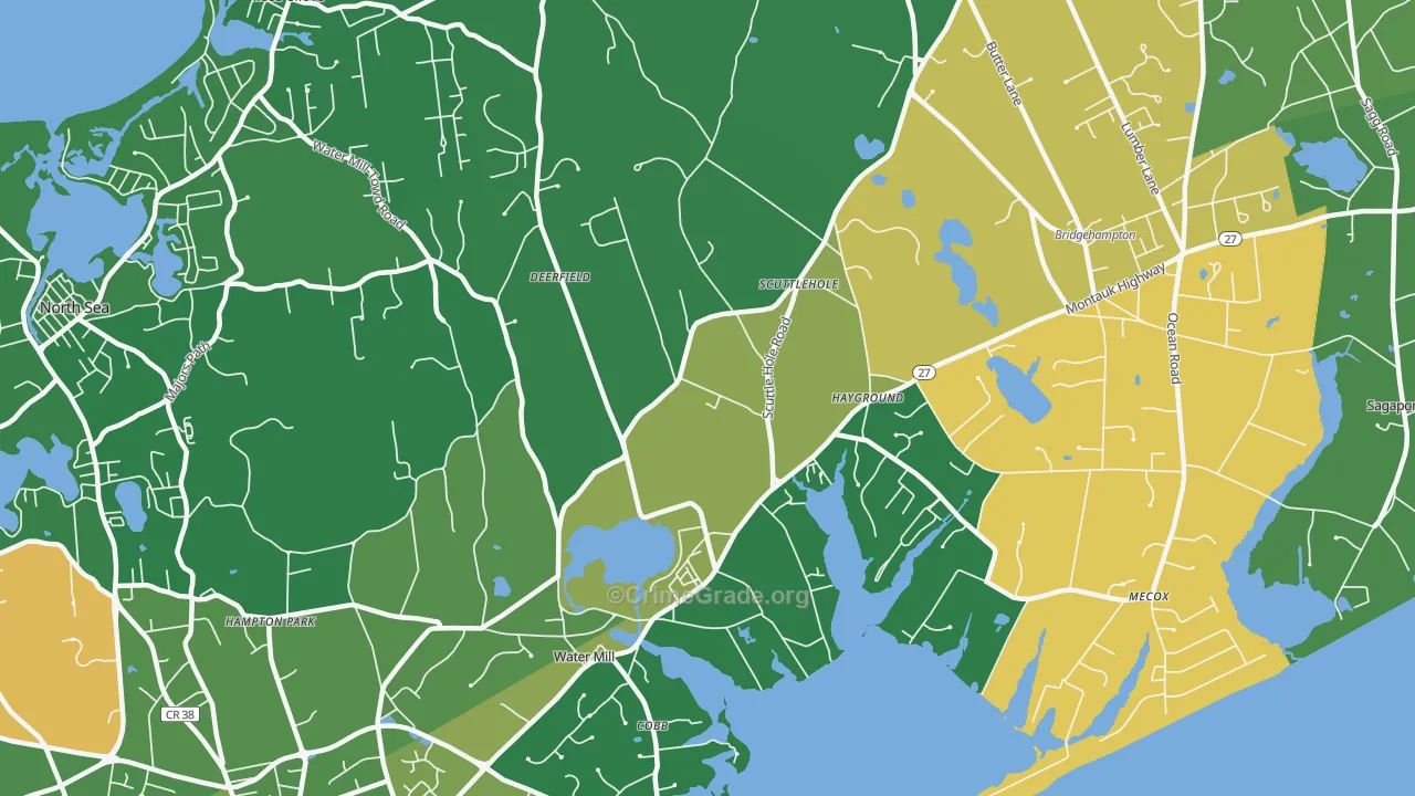 Watermill, NY Map of Drug-Related Crime Rates